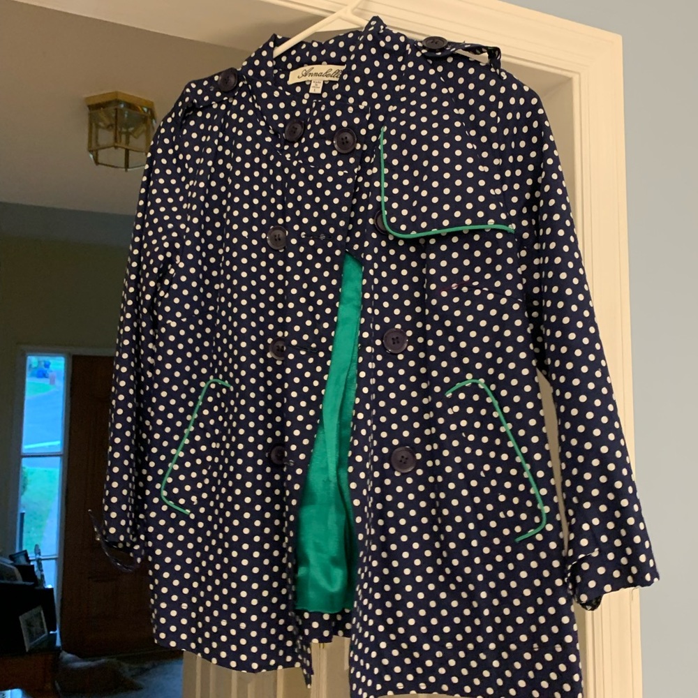 Francesca’s Closet Size Medium Blue With Polka Dots with green lining